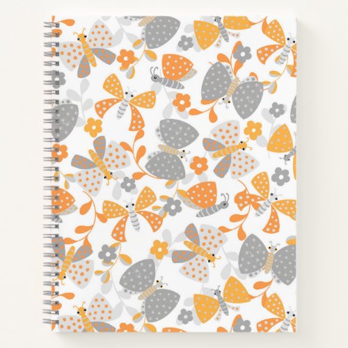 Cute butterfly in a flower garden spiral note book