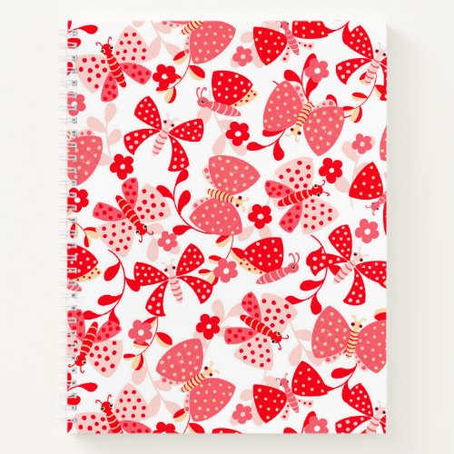 Cute butterfly in a flower garden spiral note book