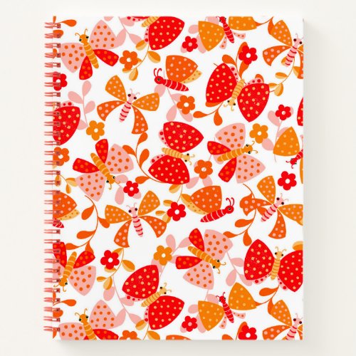 Cute butterfly in a flower garden spiral note book