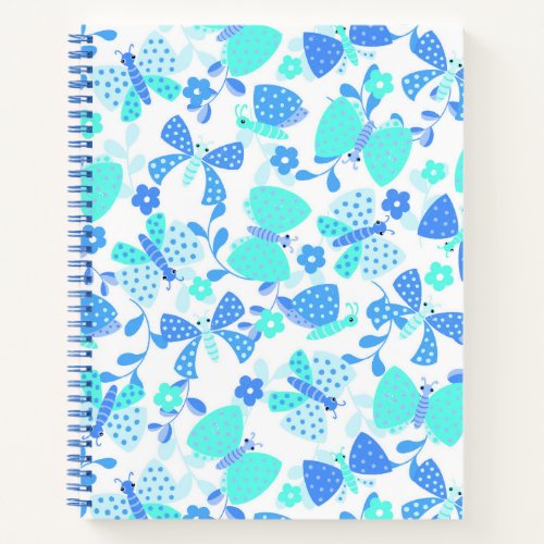 Cute butterfly in a flower garden spiral note book