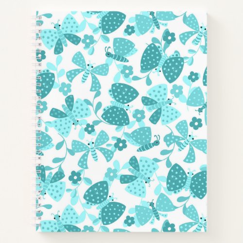 Cute butterfly in a flower garden spiral note book