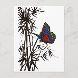 cute butterfly in bamboo postcard