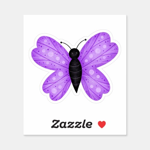 Cute Butterfly in Purple and Black Sticker