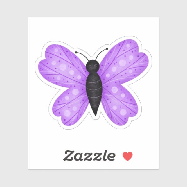 Cute Butterfly in Purple and Black Sticker (Sheet)