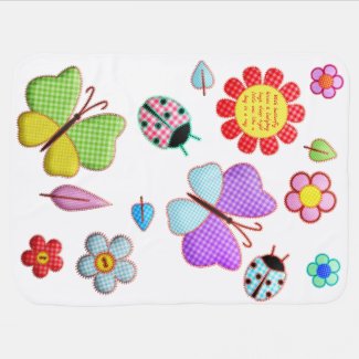 Cute Butterfly Kisses & Ladybug Hugs Poem Baby Blanket