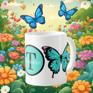 Cute butterfly lovers add monogram coffee mug