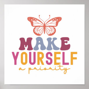 Cute Butterfly Mental Health Inspirational Design Poster