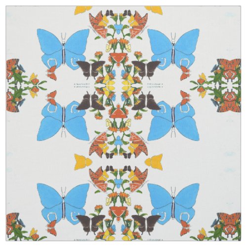 Cute Butterfly Mirrored Collage Pima Cotton Fabric