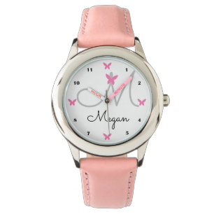 Cute Butterfly Monogram Personalized Custom Name Watch
