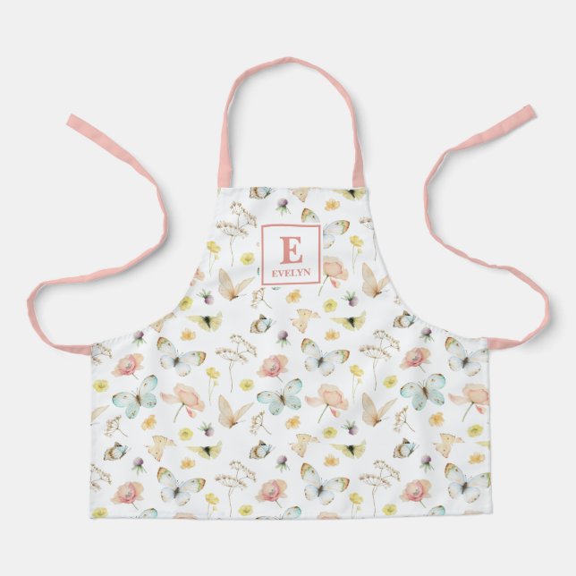 Cute Butterfly Monogrammed Apron (Front)