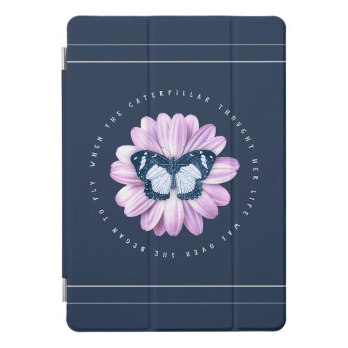 Cute Butterfly on Pink Daisy Inspirational Quote iPad Pro Cover
