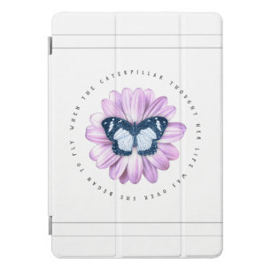 Cute Butterfly on Pink Daisy Inspirational Quote iPad Pro Cover