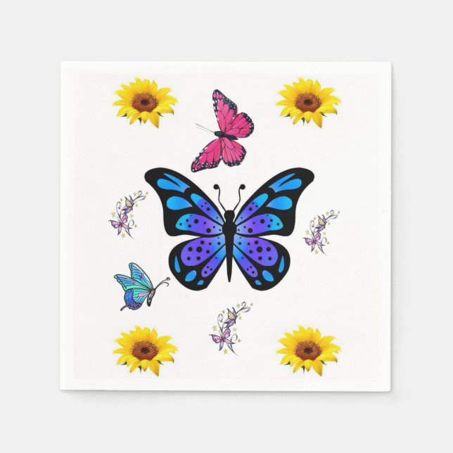 Cute Butterfly Paper Napkins (Front)