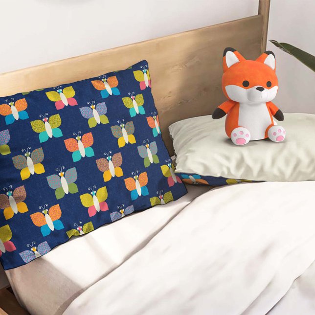 Cute Butterfly Pattern on Blue Pillow Case (Creator Uploaded)