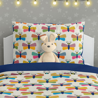 Cute Butterfly Pattern on Cream Pillow Case