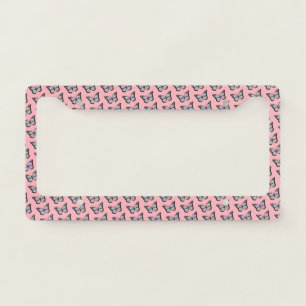 Cute Butterfly Pattern on Pink License Plate Frame