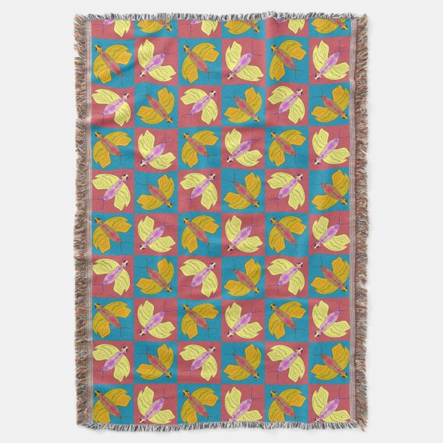 Cute butterfly pattern throw blanket (Front Vertical)