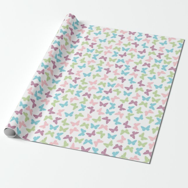 Cute Butterfly Pattern Wrapping Paper (Unrolled)