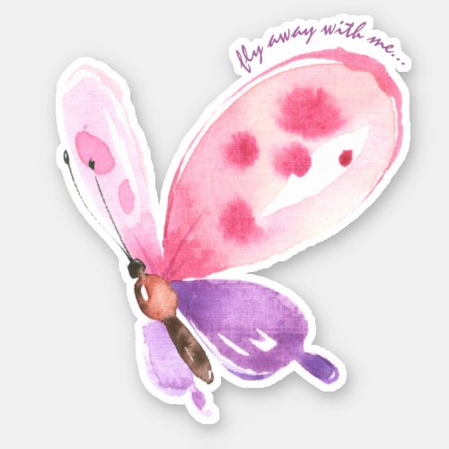 Cute Butterfly Pink and Purple Craft Sticker