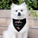 Cute Butterfly Pink Hearts Gold Frame Pet Bandana Collar<br><div class="desc">This adorable pet bandana for a dog or a cat features a simple black background with a gold frame that has pretty pink and white butterflies at the top. On the bottom there are two unique watercolor hearts. You can personalize your dog's name on the front.</div>