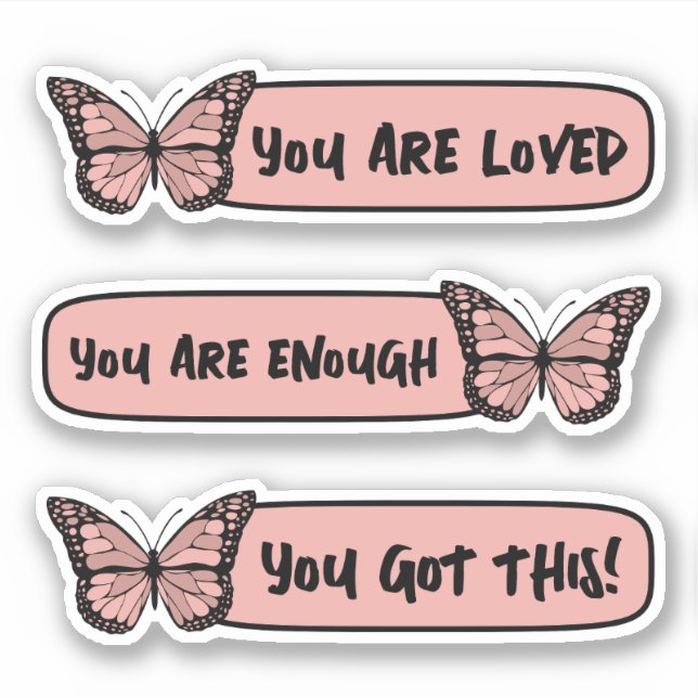 Cute Butterfly Positive Affirmations Self love  Sticker (Front)