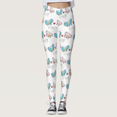 Cute butterfly print leggings for yoga workout