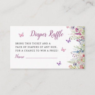 Cute Butterfly purple Baby Shower Diaper Raffle Enclosure Card