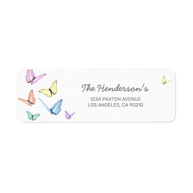 Cute Butterfly Return Address Label (Front)