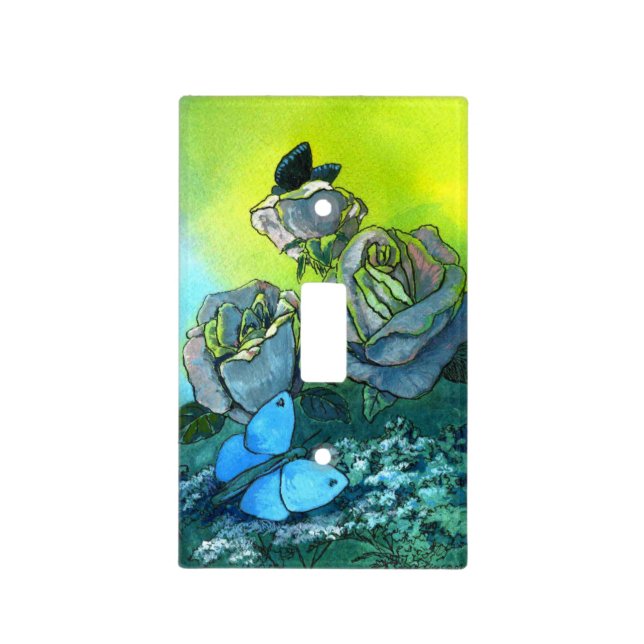 Cute Butterfly & Rose Collage Light Switch Cover (Front)