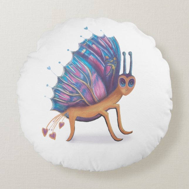 cute butterfly round pillow (Front)