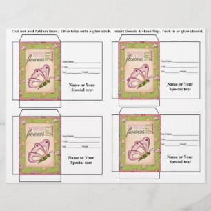Cute Butterfly Seed Packet Gift or Favor Flyer