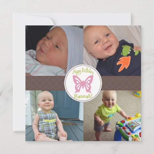 Cute Butterfly Square Birthday Invitation