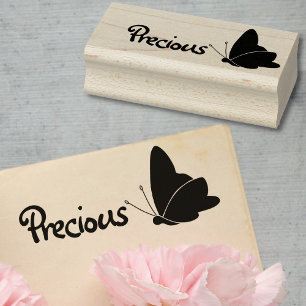 Cute Butterfly Symbol Name Precious Custom Text Rubber Stamp