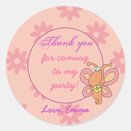 Cute Butterfly Thank You Birthday Stickers