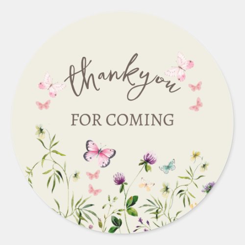 Cute Butterfly Thank You Classic Round Sticker