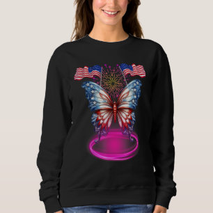 Cute Butterfly USA Flag 4th Of July for USA Americ Sweatshirt