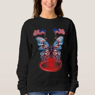 Cute Butterfly USA Flag 4th Of July for USA Americ Sweatshirt