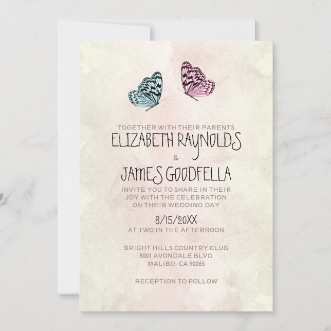 Cute Butterfly Wedding Invitations (Front)