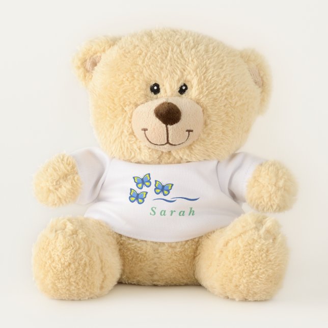 Cute Butterfly with Child's Name Teddy Bears (Front)