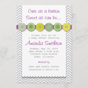 Cute Button Baby Shower Invitation