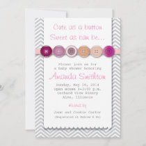 Cute Button Baby Shower Invitation