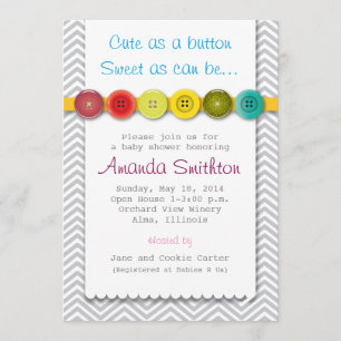 Cute Button Baby Shower Invitation