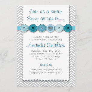 Cute Button Baby Shower Invitation
