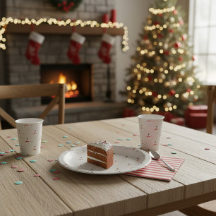 Cute Button Snowmen Grey  Paper Plates