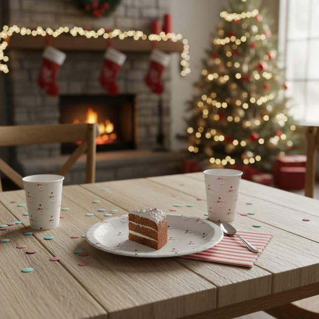 Cute Button Snowmen Grey  Paper Plates (Creator Uploaded)