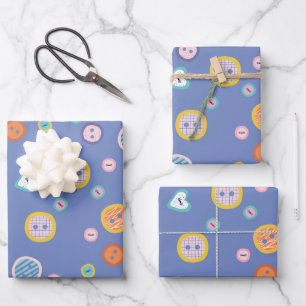 Cute Buttons Wrapping Paper Sheets