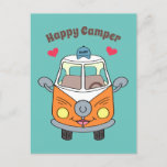 Cute Buzby The Bus Happy Camper Motivational Postcard