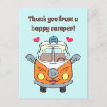 Cute Buzby The Bus Happy Camper Thank You Postcard
