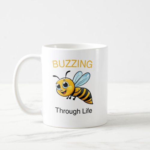 Cute buzzing bee cartoon coffee mug