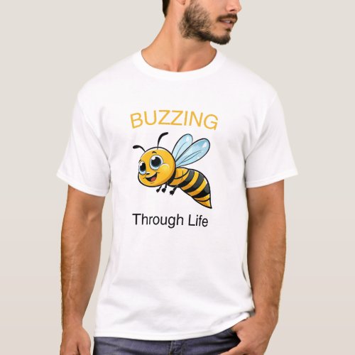 Cute buzzing bee cartoon T_Shirt